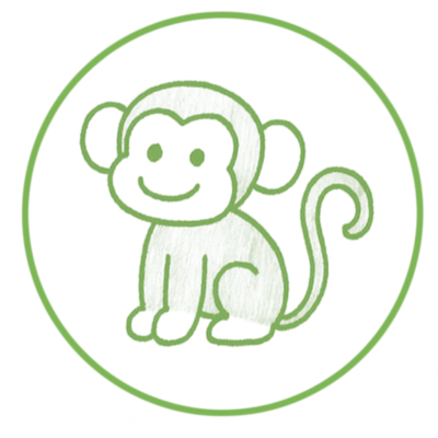 Grappige aap in groene cirkel